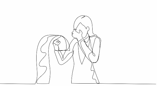 Lineart von einer Person die eine Rechnung ansieht