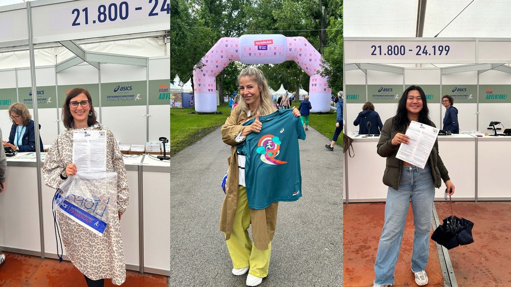 Das #Teamipcenter beim 36. österreichischen Frauenlauf bei der Startnummernausgabe