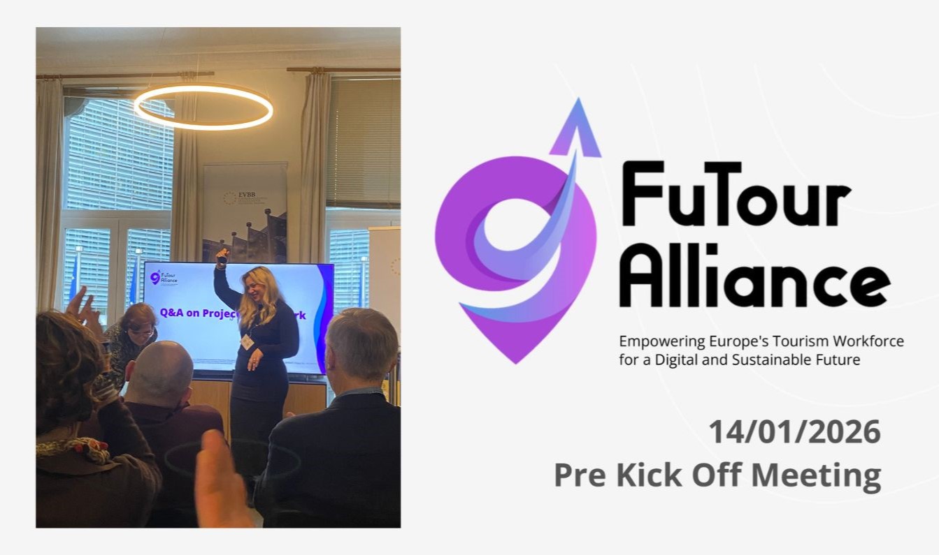 FuTourAlliance Logo mit Foto aus dem Kick Off Meeting in Brüssel