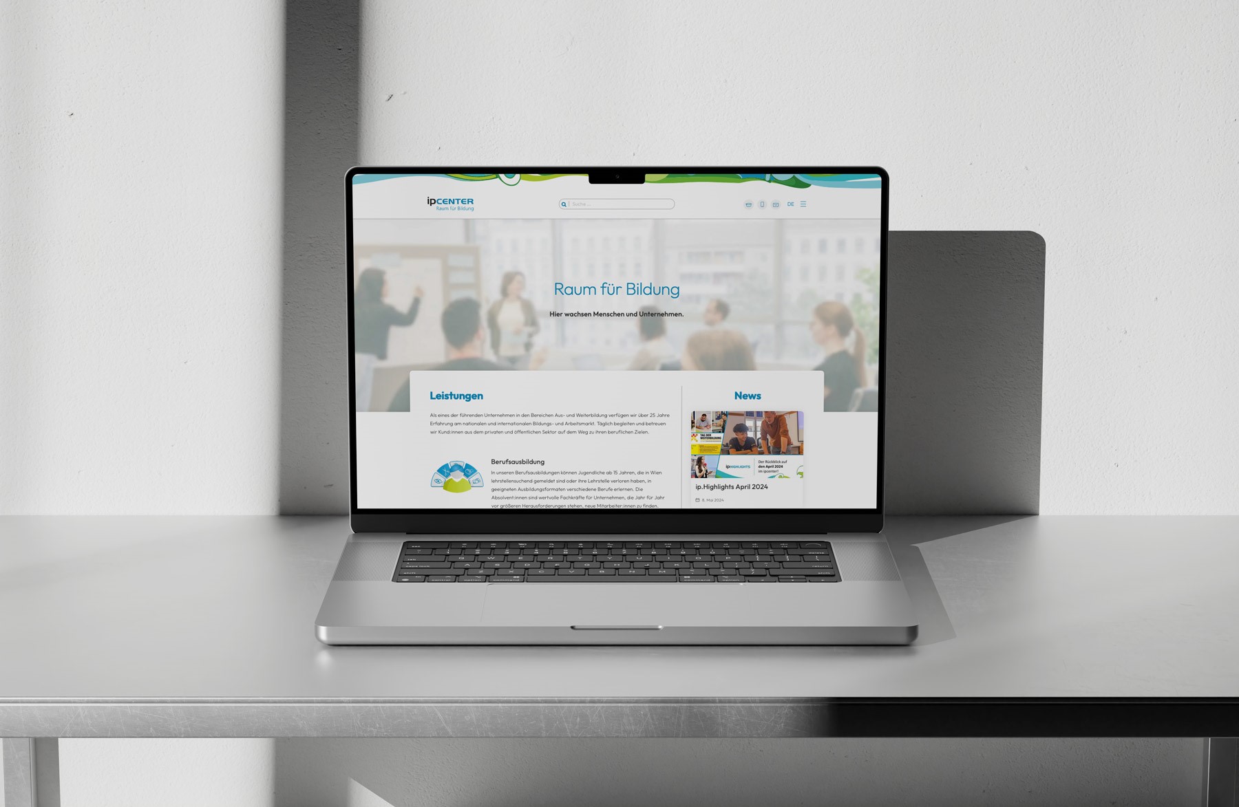 Mockup der neuen ipcenter Website