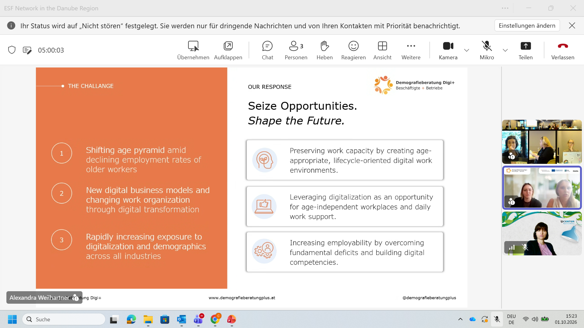 Screenshot aus dem Online-ESF-Netzwerktreffen